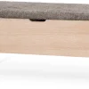 KLINTE bänk 90 cm vitoljad ek med Abriamo brun