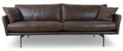 LAURI 3,5 sits soffa rak läder Vintage brown, svarta metall ben