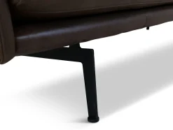 LAURI 3,5 sits soffa rak läder Vintage brown, svarta metall ben