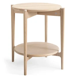 LEIA Fåtöljbord Ø51 H55 vitoljad ek