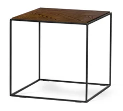 LIME Soffbord L 50 B 50 H 48 fiskben brunbetsad fanérad ask/svart metall