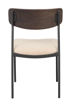 MAYMONT stol brun ekrygg/ljusbeige tyg/svart metall stapelbar