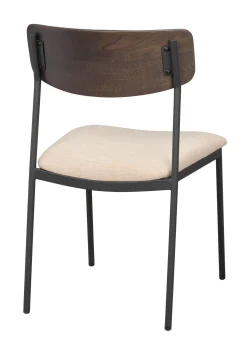 MAYMONT stol brun ekrygg/ljusbeige tyg/svart metall stapelbar