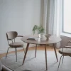 MERRICK Karmstol mörkbeige tyg/beige metall snurr