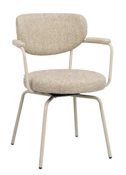 MERRICK Karmstol mörkbeige tyg/beige metall snurr