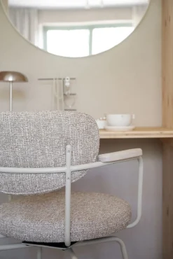 MERRICK Karmstol mörkbeige tyg/beige metall snurr