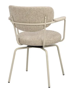 MERRICK Karmstol mörkbeige tyg/beige metall snurr