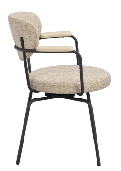 MERRICK Karmstol mörkbeige tyg/svart metall snurr