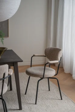 MERRICK Karmstol mörkbeige tyg/svart metall snurr