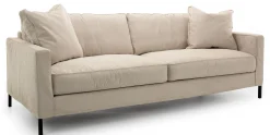 MESSINA 3-sits soffa tyg Iberia Krem 850, svarta ben