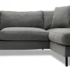 MESSINA Soffa 277cm med avslutsdivan höger tyg Kiss 66 graphite, svarta ben