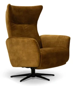 MIAMI Fåtölj med inbyggd pall manuell, tyg Adore gold, fot Elegant D2 svart