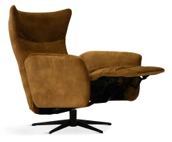 MIAMI Fåtölj med inbyggd pall manuell, tyg Adore gold, fot Elegant D2 svart