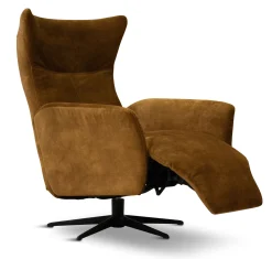 MIAMI Fåtölj med inbyggd pall manuell, tyg Adore gold, fot Elegant D2 svart
