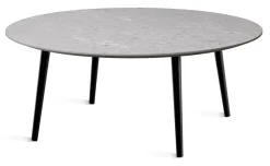 MILES soffbord Ø110 cm sandstenslaminat, 4 svarta träben