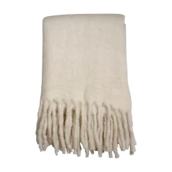 MORGAN Pläd creme 170x130cm 59% Ull, 26% Akryl, 15% nylon kemtvätt