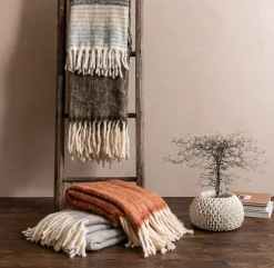 MORGAN pläd rost 59% Ull 26% Akryl, 15% nylon 170x130 cm