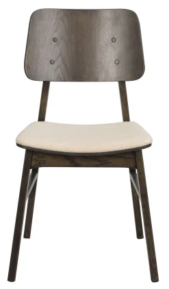 NAGANO Stol brunlackad massiv ek plywood ekfanér tyg beige