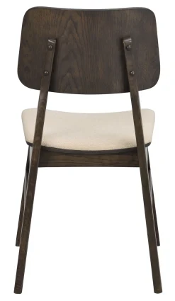 NAGANO Stol brunlackad massiv ek plywood ekfanér tyg beige