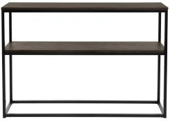 NARANO Konsollbord mörkbrun ekfaner/svartlackad metall 120x30 H81