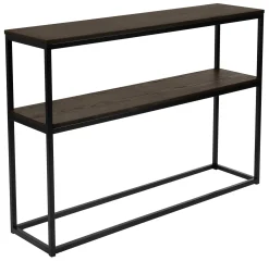 NARANO Konsollbord mörkbrun ekfaner/svartlackad metall 120x30 H81