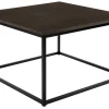 NARANO Soffbord 80x80 H48 mörkbrun ekfaner/svartlackad metall