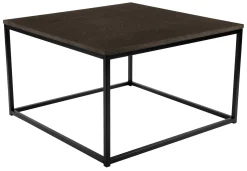 NARANO Soffbord 80x80 H48 mörkbrun ekfaner/svartlackad metall