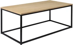 NARANO Soffbord 120x60 H48 vitpigm.lackad ekfaner/svartlackad metall
