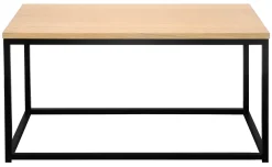 NARANO Soffbord 87x47 H44 vitpigm.lackad ekfaner/svartlackad metall