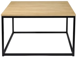 NARANO Soffbord 80x80 H48 vitpigm.lackad ekfaner/svartlackad metall