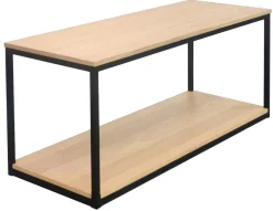 NARANO TV-bänk vitpigmenterad ekfaner, metallramme svart 120x40 H48