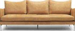NEW YORK 3-sits 232 cm läder Kenia Cognac ben nr 2 svart metall
