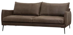 NEW YORK 3-sits med två plymåer läder Vintage brown, ben nr 1 svart