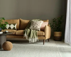 NEW YORK Svängd 3-sits soffa 2/2 246cm (1473) tyg Hazy 11345-18 oshun, ben nr 4-18 rökt ek