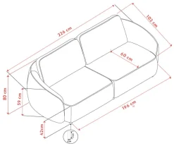NORRIS soffa 3-sits ljusbeige tyg Anna #2 (k3)