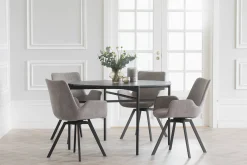 NORWELL Stol karm snurr 360gr tyg beige ben svart metall