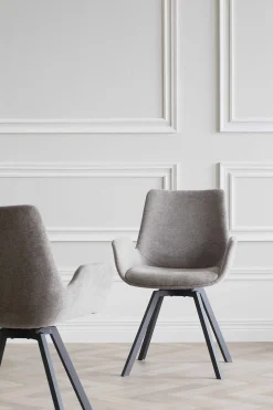 NORWELL Stol karm snurr 360gr tyg beige ben svart metall