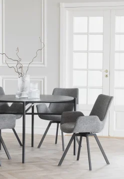 NORWELL Stol karm snurr 360gr tyg grått ben svart metall