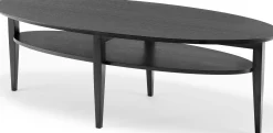 OPTIMAL Soffbord ellips 160x70 H52cm svartbetsad lackad massiv/fanérad ek