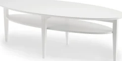 OPTIMAL Soffbord ellips 160x70 H52cm vitbetsad lackad massiv/fanérad ek