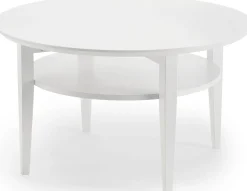 OPTIMAL Soffbord Ø 90 H52cm vitbetsad lackad massiv/fanérad ek