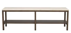 ORWEL Avlastningsbord 140xH45 beige travertin/brun ek