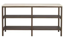ORWEL Avlastningsbord 140xH75 beige travertin/brun ek