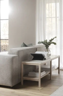 ORWEL Avlastningsbord 140xH45 beige travertin/vitpigmenterad ek