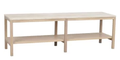 ORWEL Avlastningsbord 140xH45 beige travertin/vitpigmenterad ek