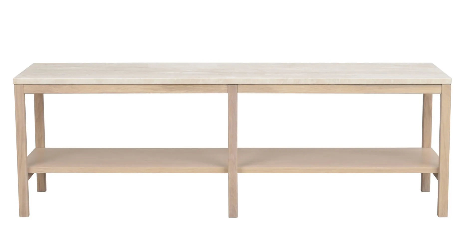 ORWEL Avlastningsbord 140xH45 beige travertin/vitpigmenterad ek