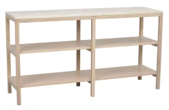 ORWEL Avlastningsbord 140xH75 beige travertin/vitpigmenterad ek