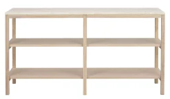 ORWEL Avlastningsbord 140xH75 beige travertin/vitpigmenterad ek