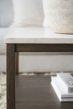 ORWEL Soffbord 140xH60 beige travertin/brun ek