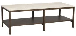 ORWEL Soffbord 140xH60 beige travertin/brun ek